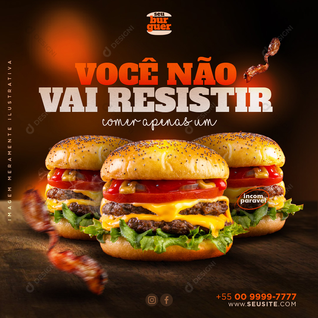 Hambúrgueres Hamburguerias Social Media PSD Editável