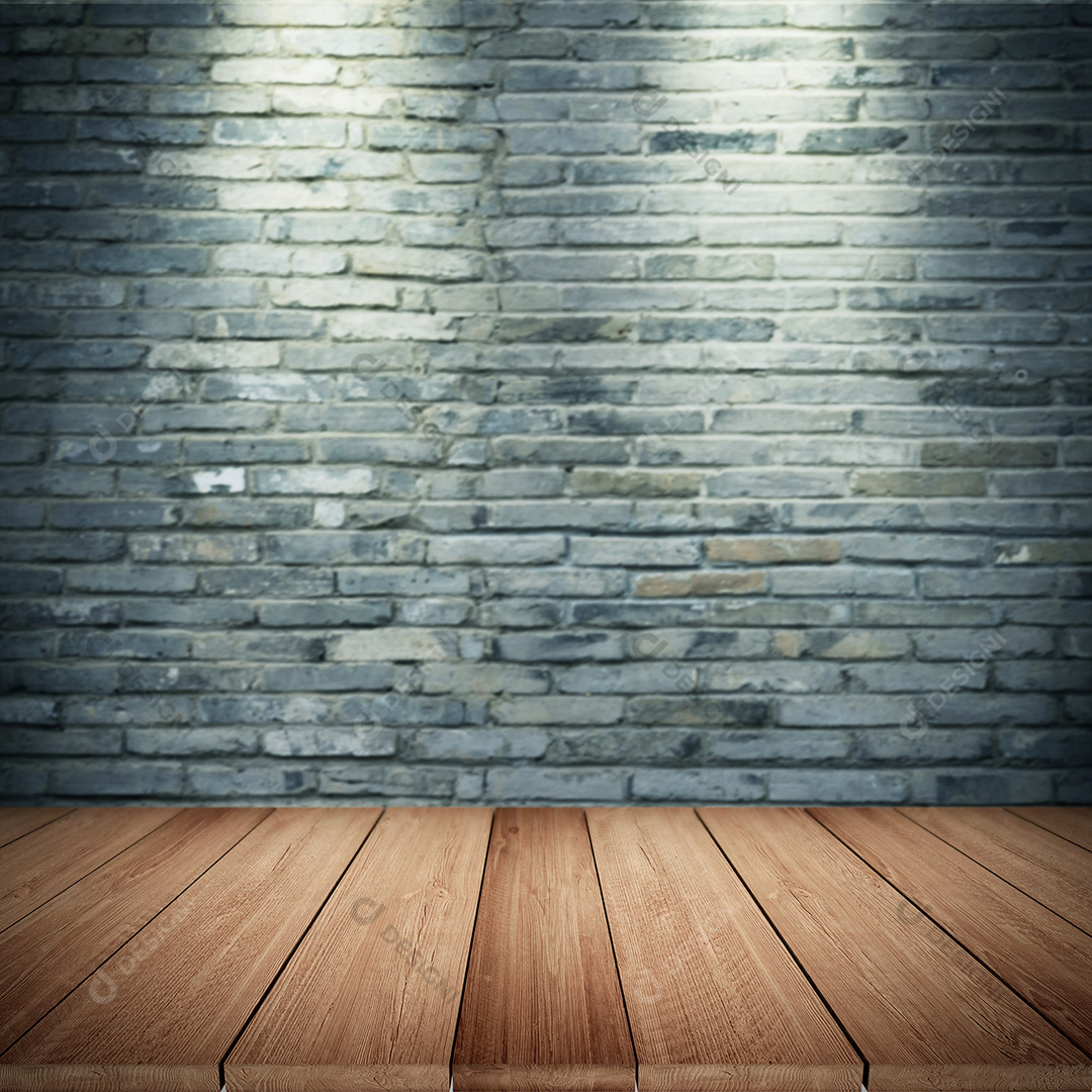 Cenário Mesa de Madeira e Background Parede Tijolos PSD + JPG