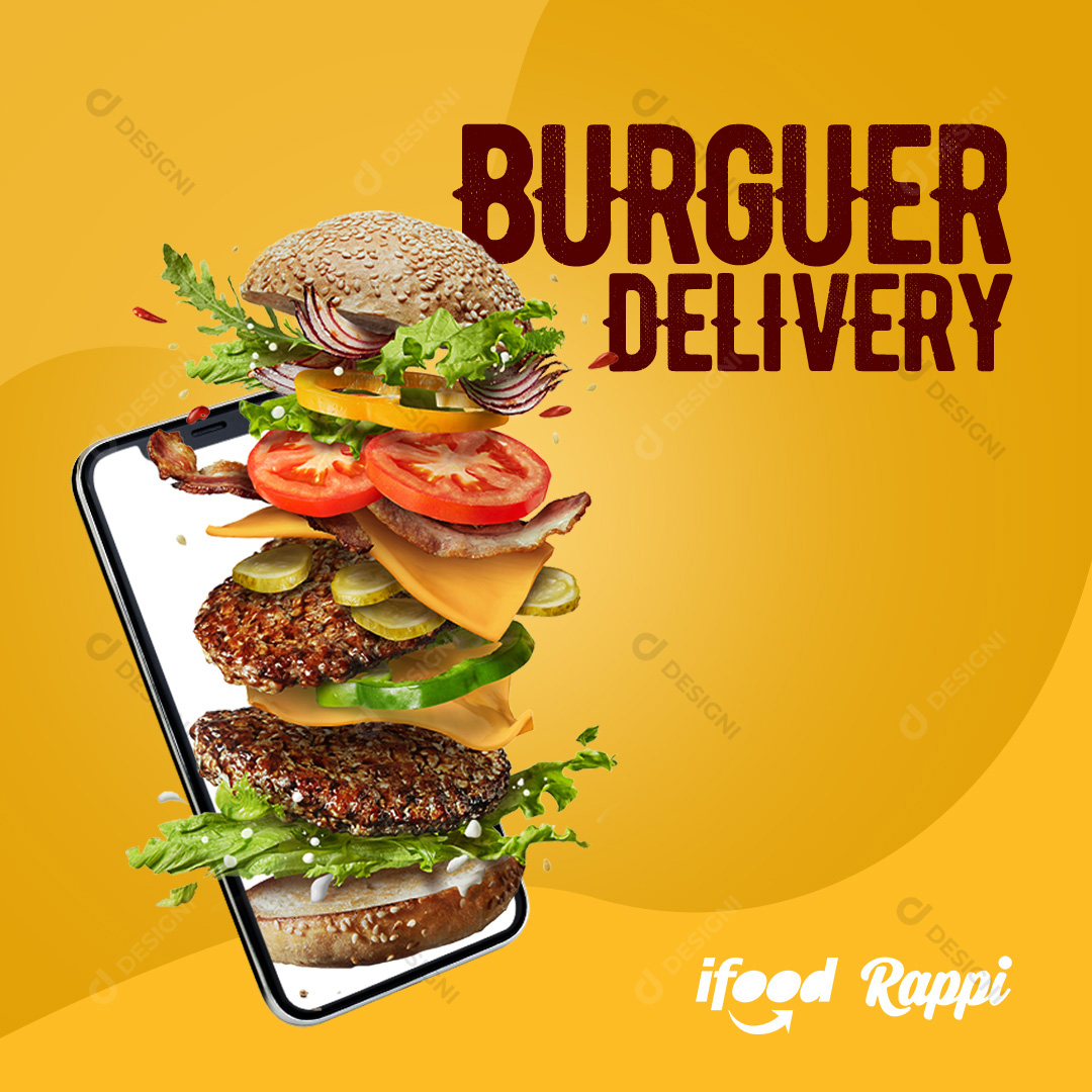 Delivery de Hambúrguer Social Media PSD Editável