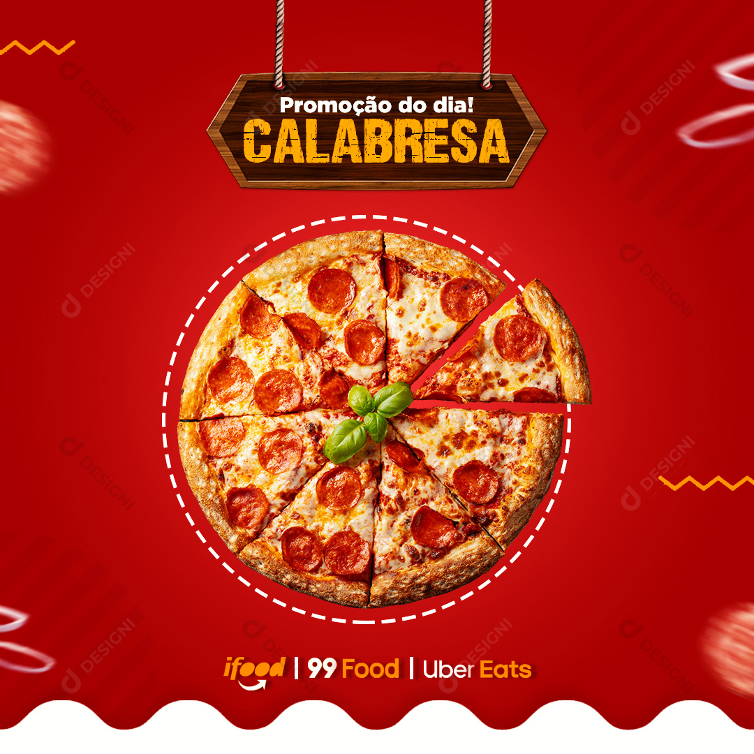 Pizza De Calabresa Pizzarias Social Media PSD Editável Deliverys