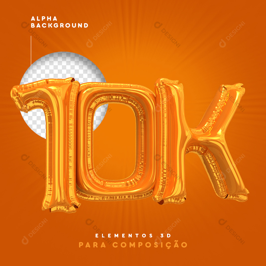 Elemento 3D 10K Balões PNG Transparente Sem Fundo