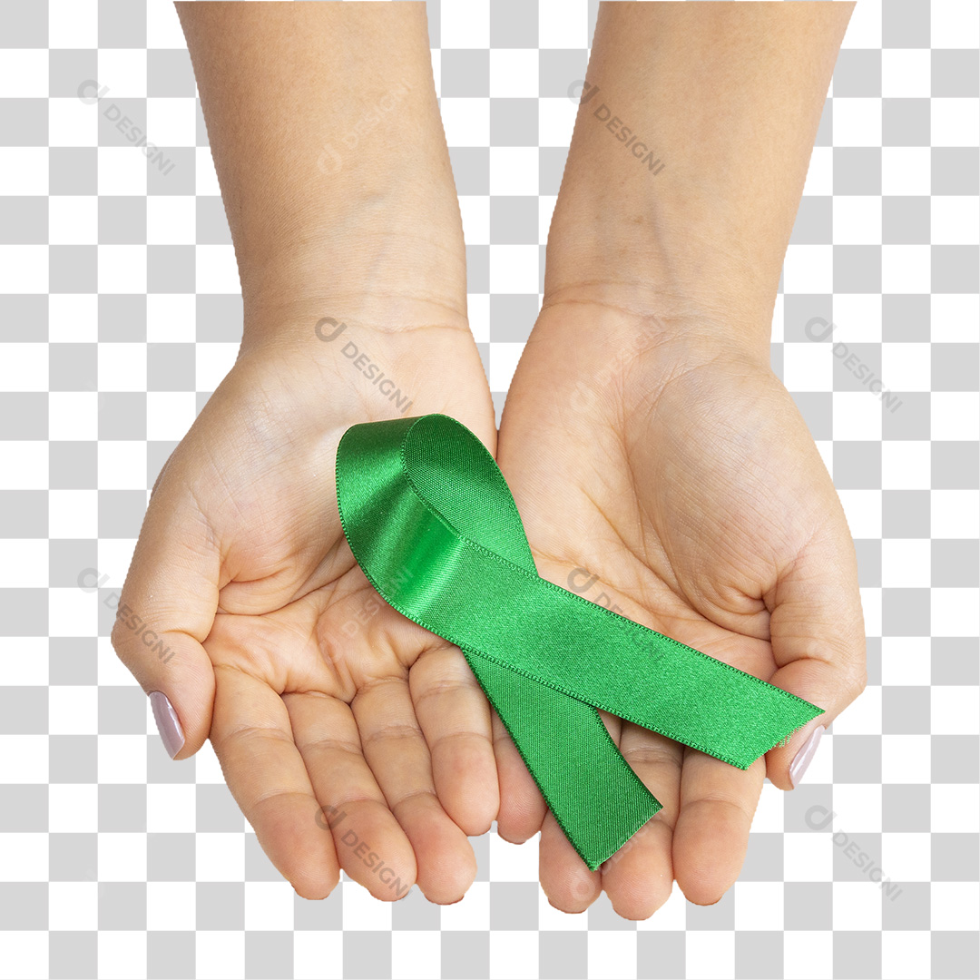 Mãos Segurando Fita Verde PNG Transparente Sem Fundo