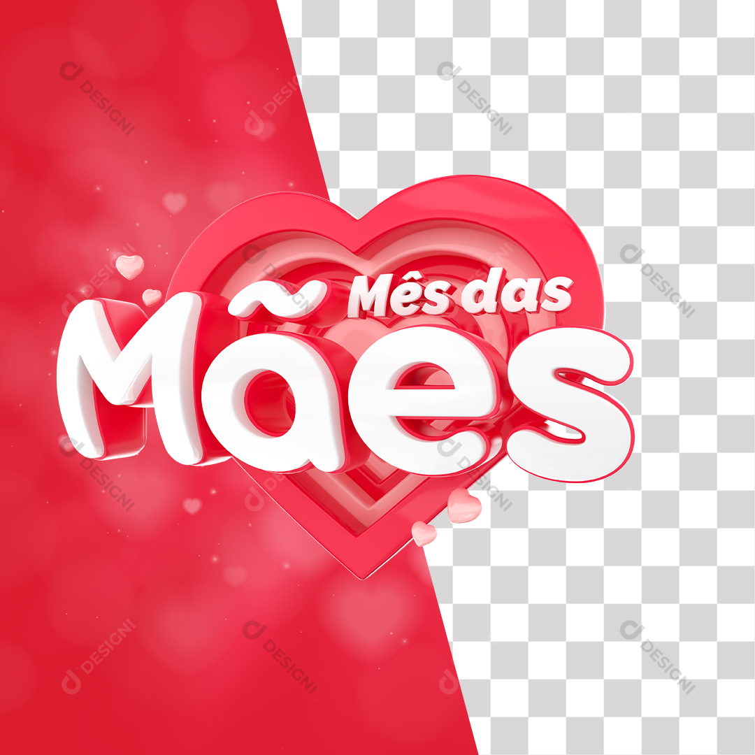 Selo 3D Dia Das Mães PSD + PNG Fundo Transparente