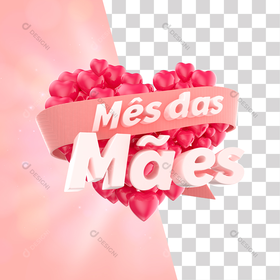 Selo 3D Dia Das Mães PSD + PNG Fundo Transparente