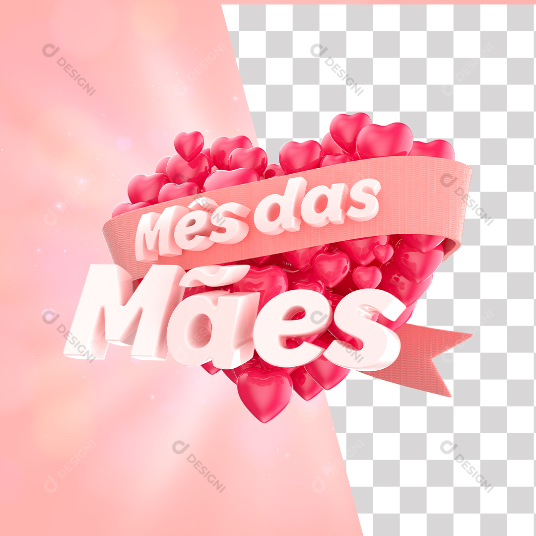 Selo 3D Dia Das Mães PSD + PNG Fundo Transparente