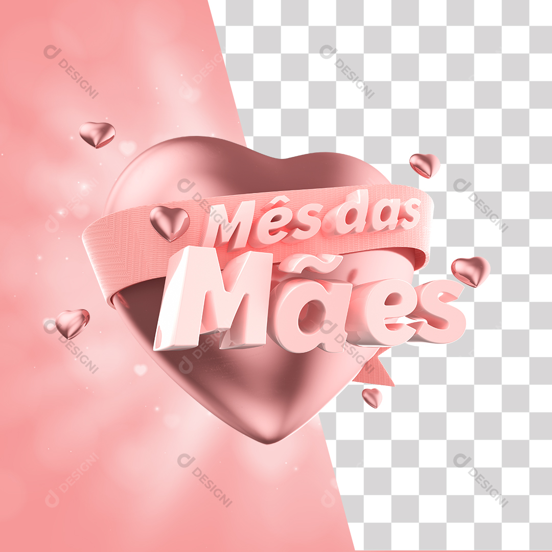 Selo 3D Dia Das Mães PSD + PNG Fundo Transparente