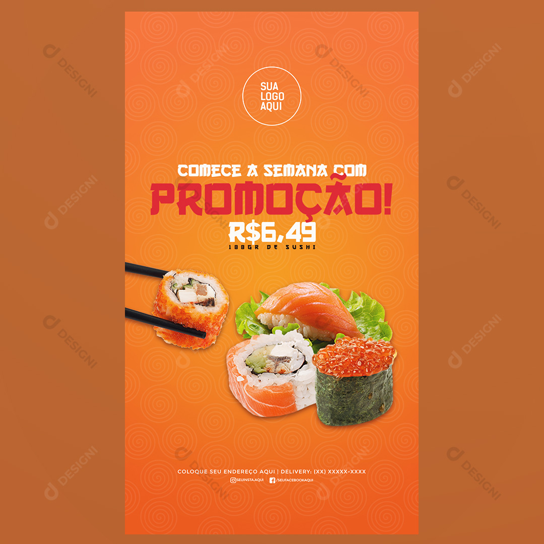 Sushi Promoção Social Media PSD Editável Stories