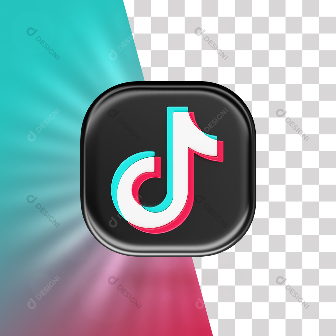 Ícone 3D TikTok Para Composição PNG Transparente Sem Fundo