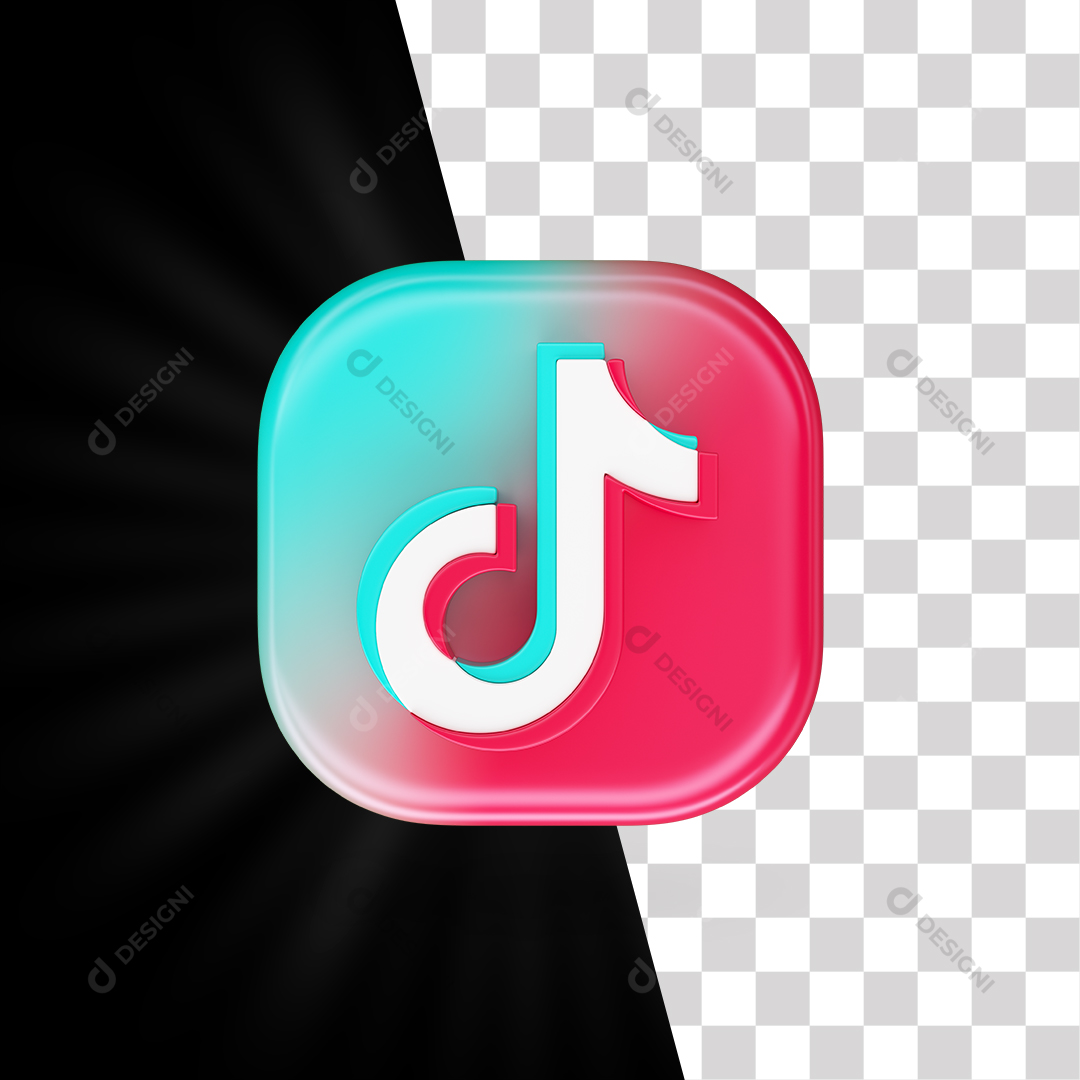 Ícone 3D TikTok Para Composição PNG Transparente Sem Fundo