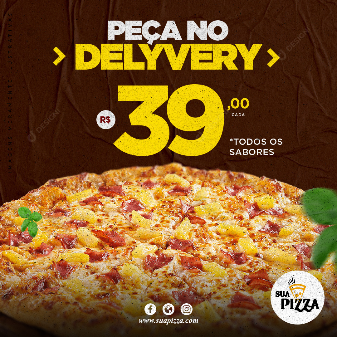 Pizza Pizzarias Social Media PSD Editável Deliverys