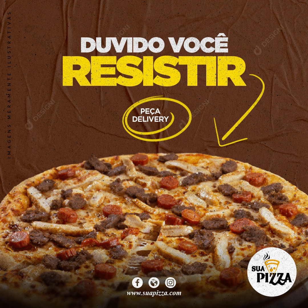 Pizza Duvido Você Resistir Social Media PSD Editável Delivery
