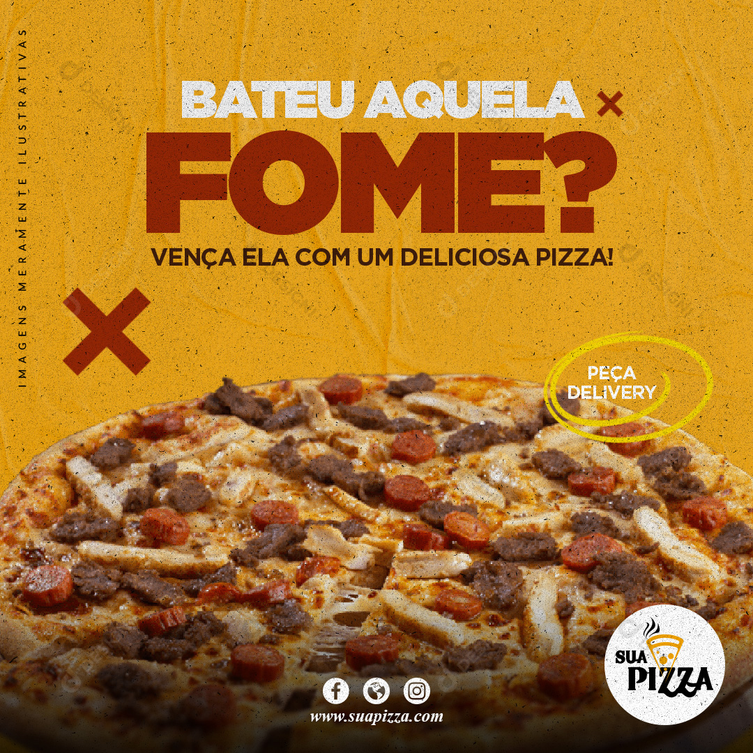 Pizza Bateu Aquela Fome Social Media PSD Editável