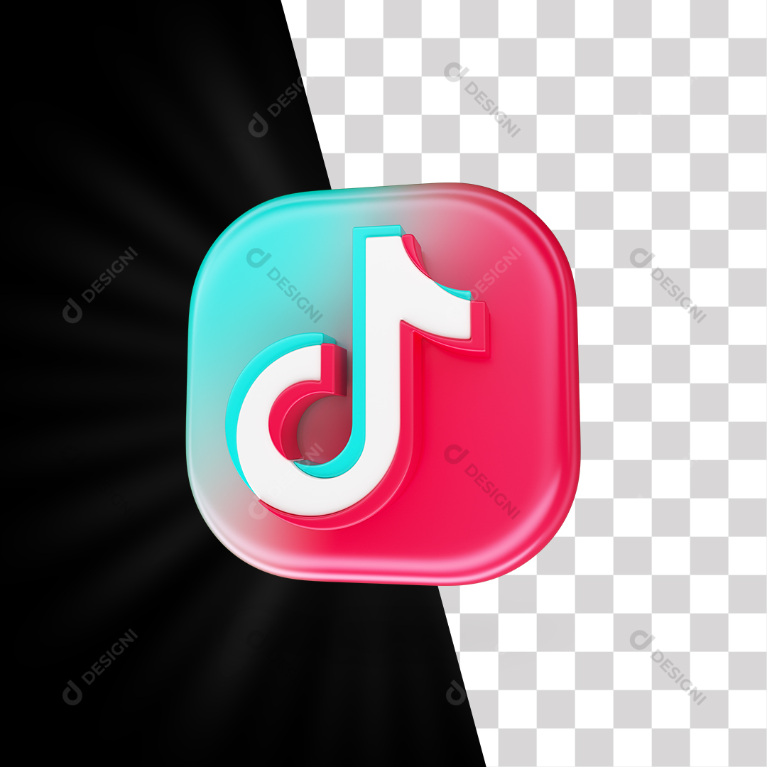 Ícone 3D TikTok Para Composição PNG Transparente Sem Fundo