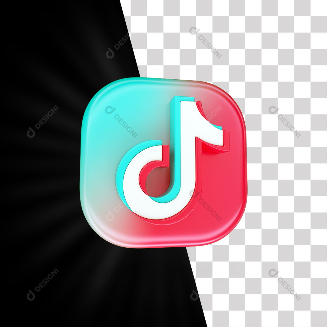 Ícone 3D TikTok Para Composição PNG Transparente Sem Fundo