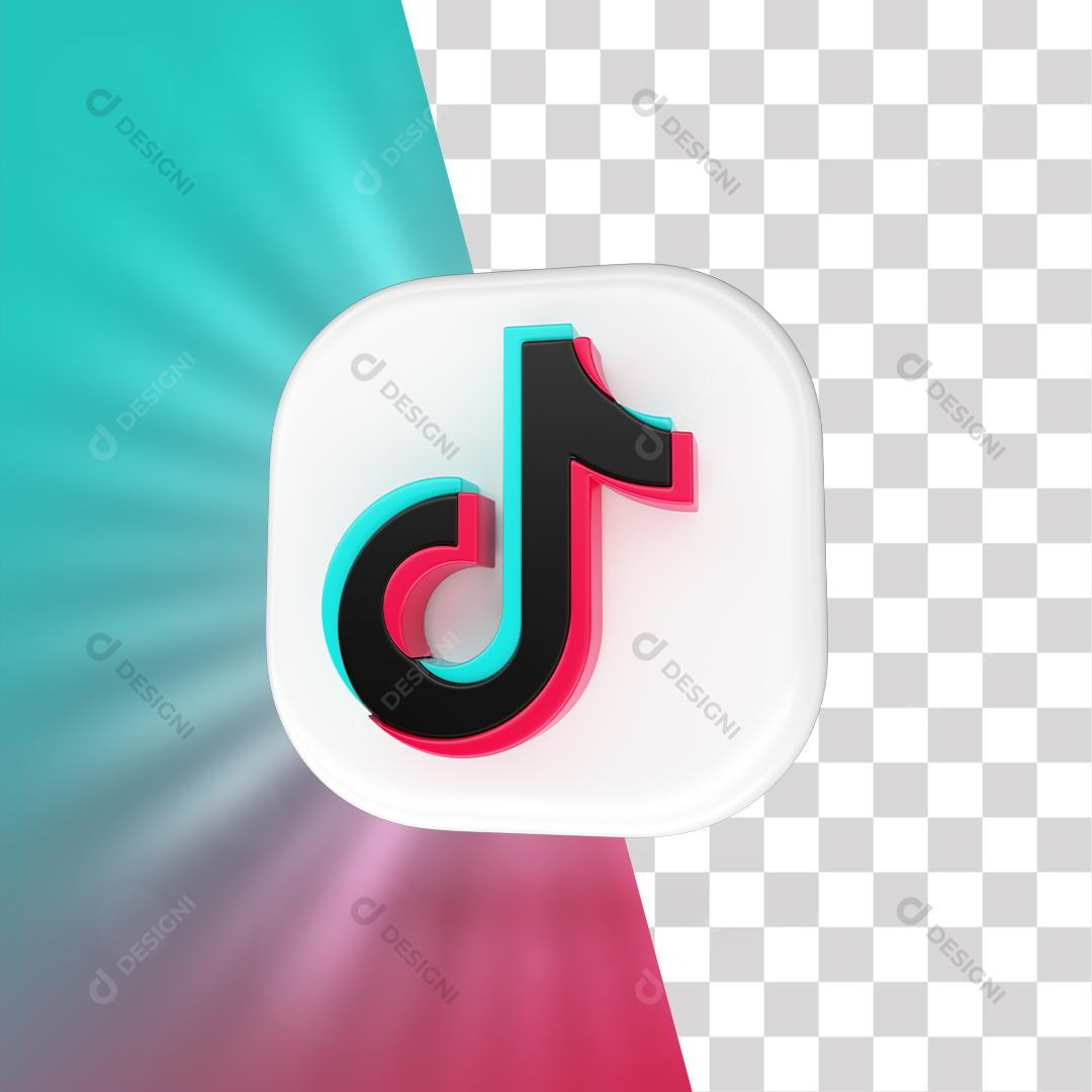Ícone 3D TikTok Para Composição PNG Transparente Sem Fundo