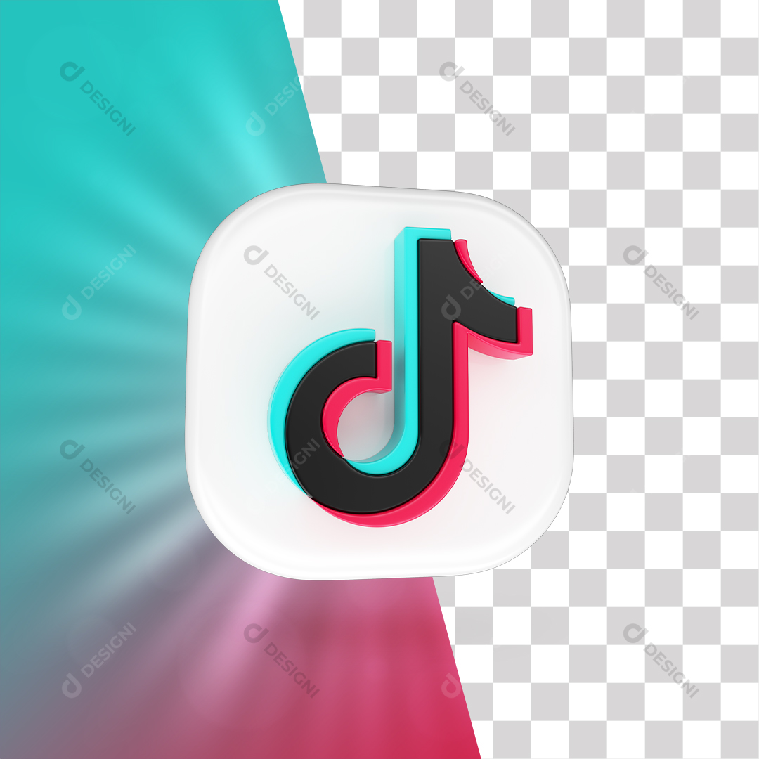 Ícone 3D TikTok Para Composição PNG Transparente Sem Fundo