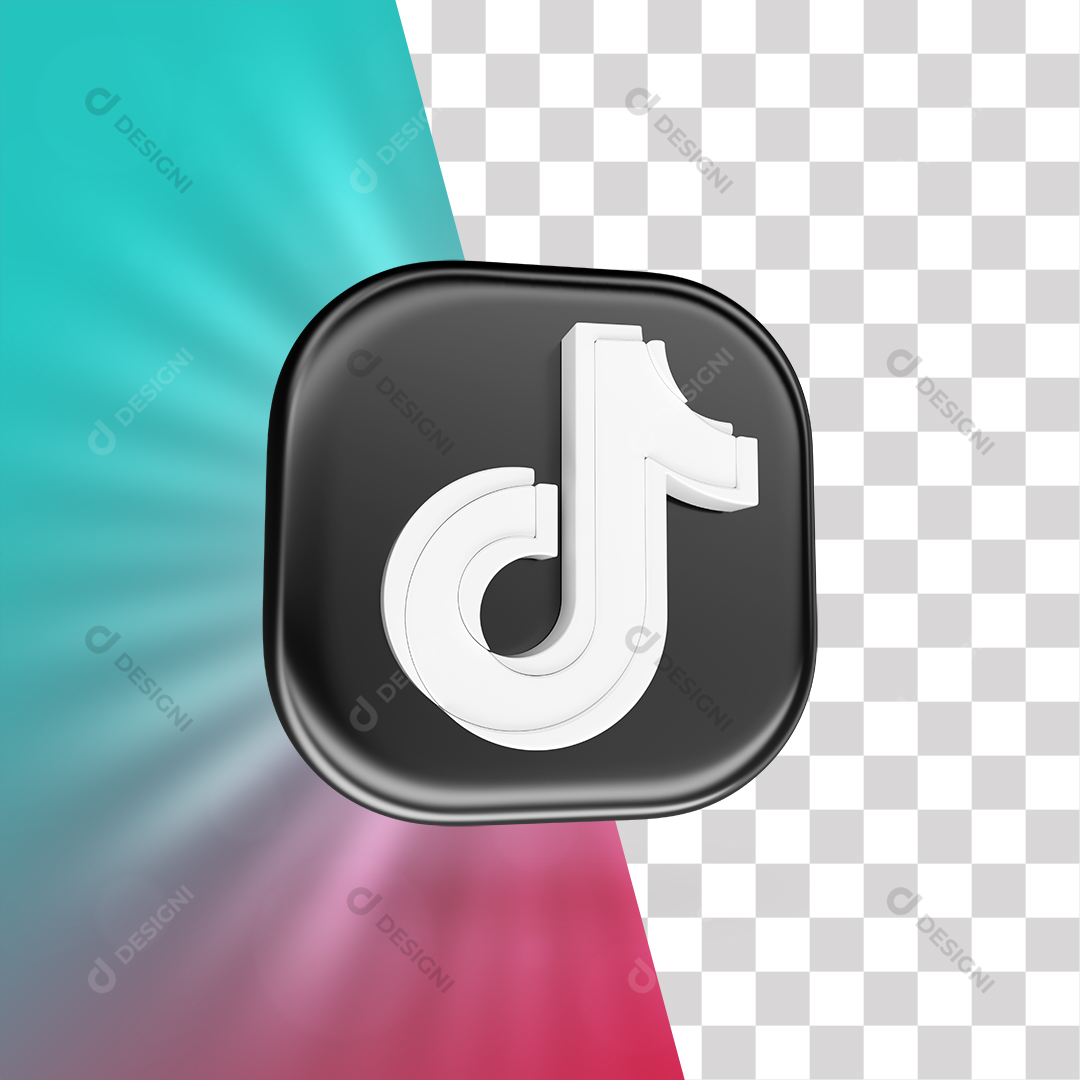 Ícone 3D TikTok Para Composição PNG Transparente Sem Fundo