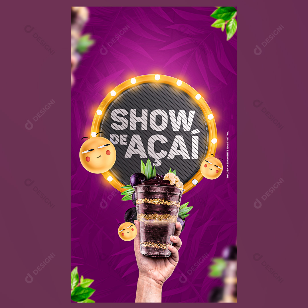 Show de Açaí Social Media PSD Editável Stories