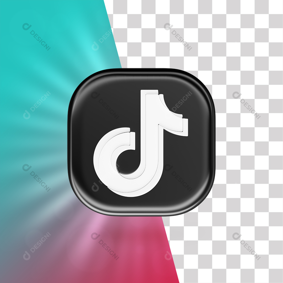 Ícone 3D TikTok Para Composição PNG Transparente Sem Fundo