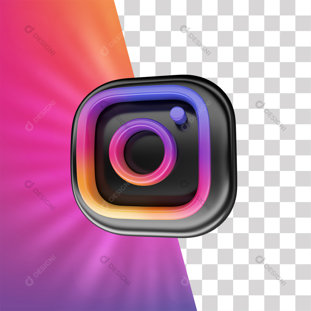 Ícone 3D Instagram Para Composição PNG Transparente Sem Fundo