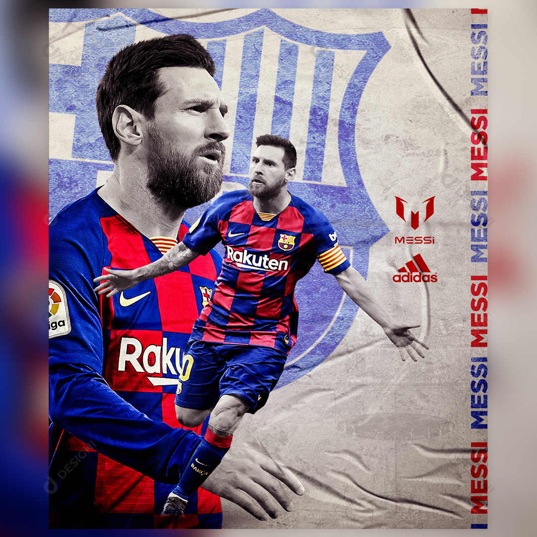 Jogador Lionel Messi Social Media PSD Editável