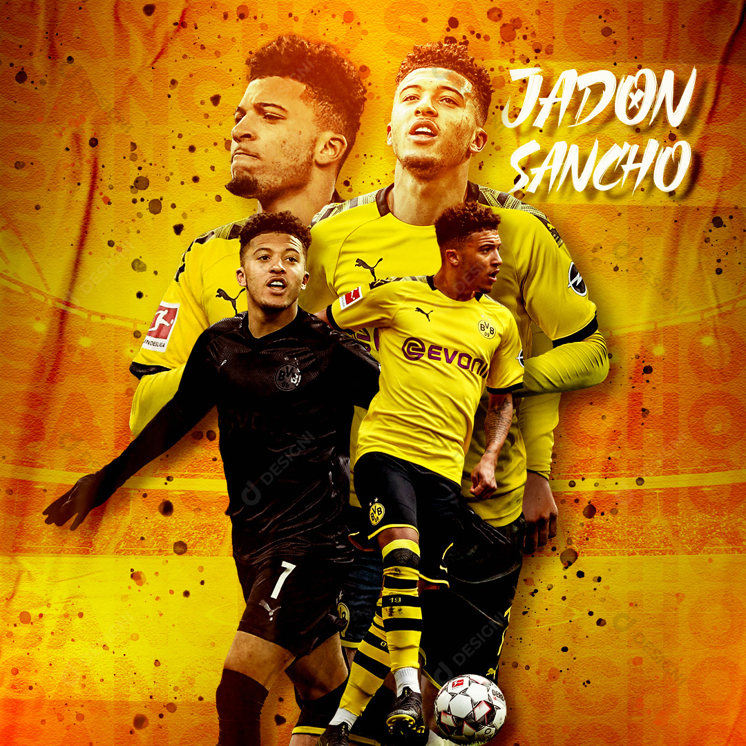 Jogador Jadon Sancho Social Media PSD Editável