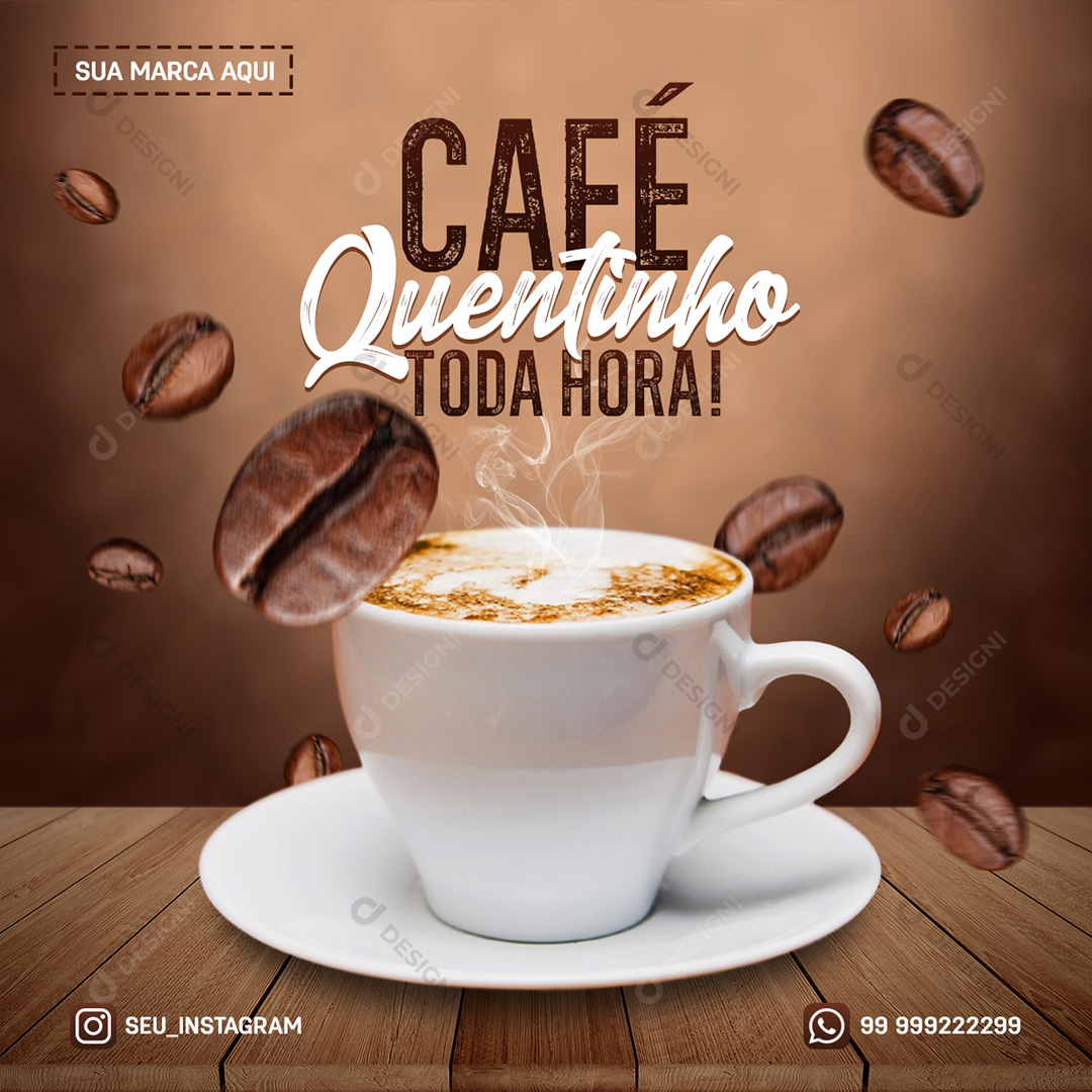Café Quentinho Cafeterias Social Media PSD Editável Photoshop