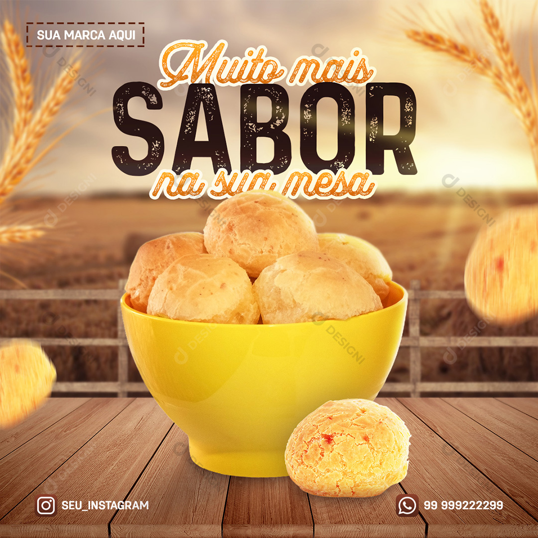 Pão de Queijo Padaria Panificadora Social Media PSD Editável