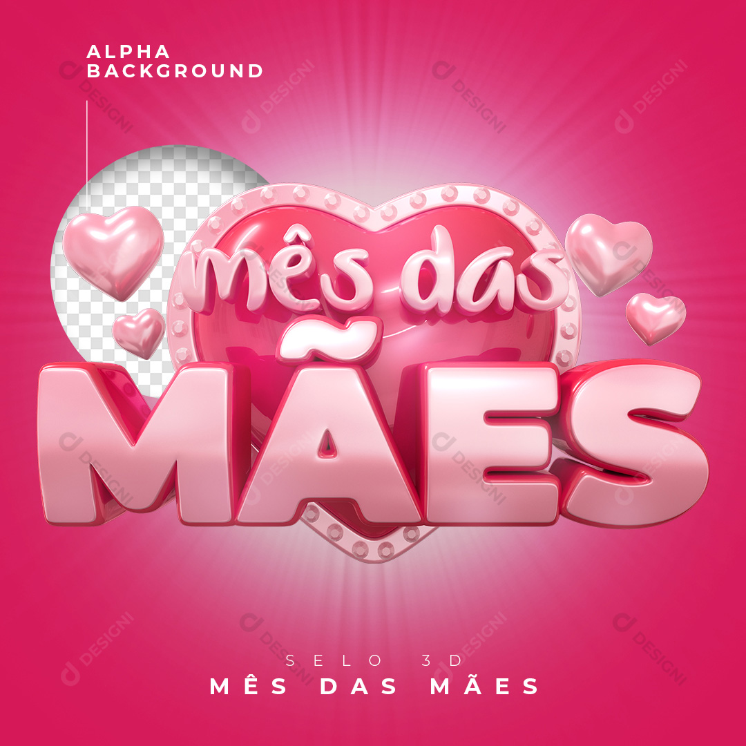 Selo Mês das Mães 3D PNG Transparente Sem Fundo