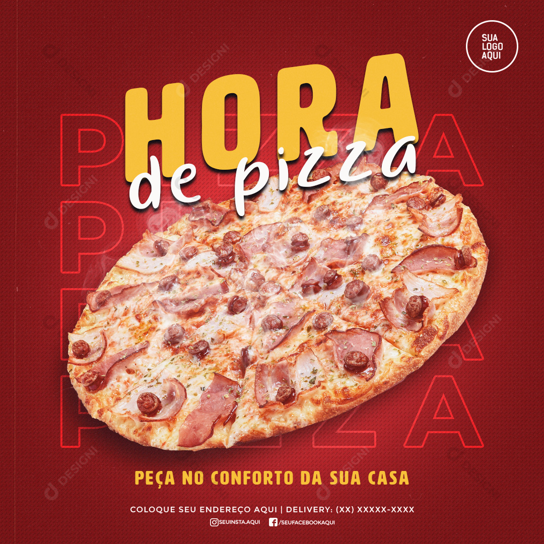 Hora de Pizza Pizzarias Social Media PSD Editável Deliverys