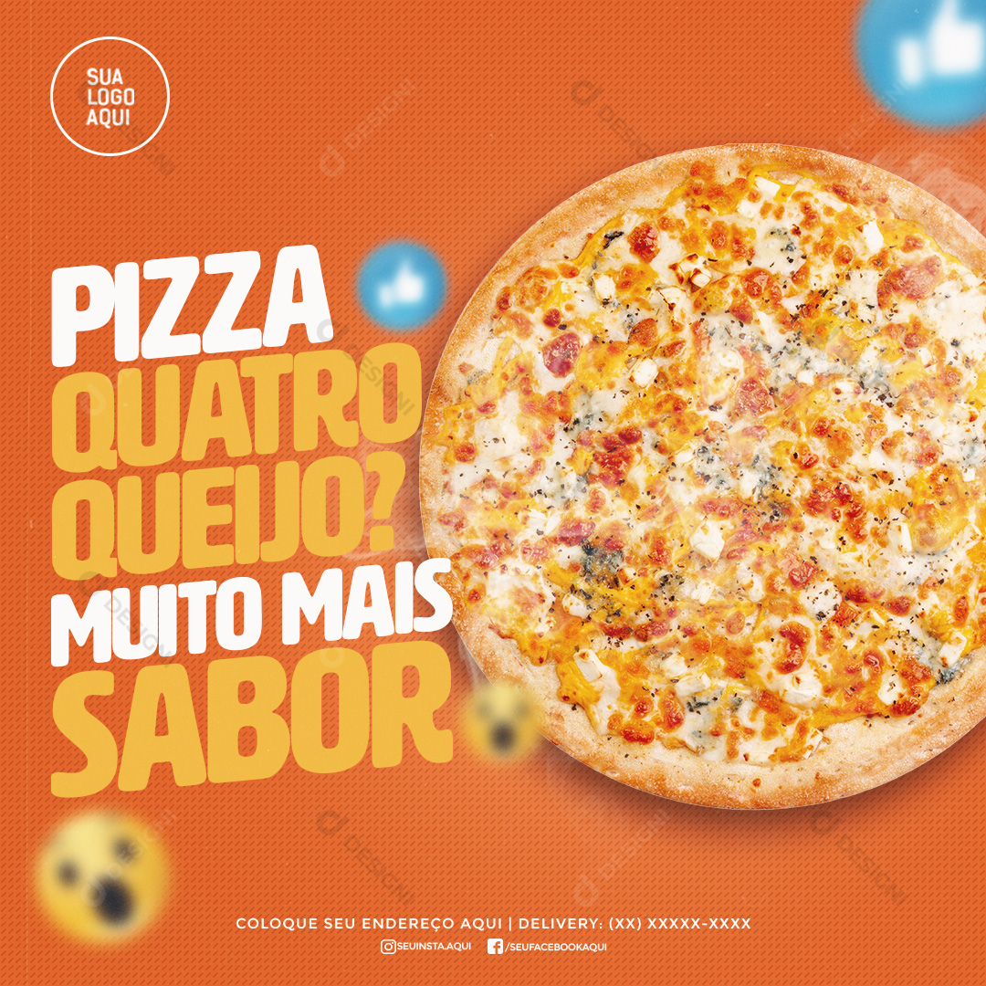 Pizza Quatro Queijos Pizzarias Social Media PSD Editável Deliverys