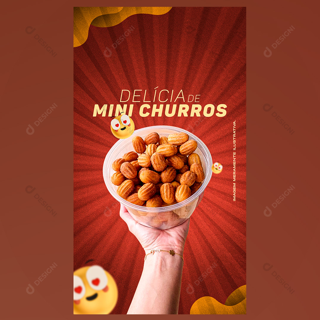 Delícia de Mini Churros Social Media PSD Editável Stories