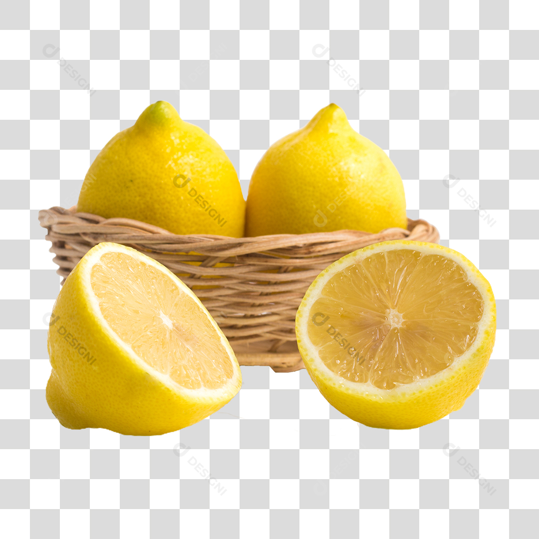 Cesta Com Limões Cecilianó PNG Transparente