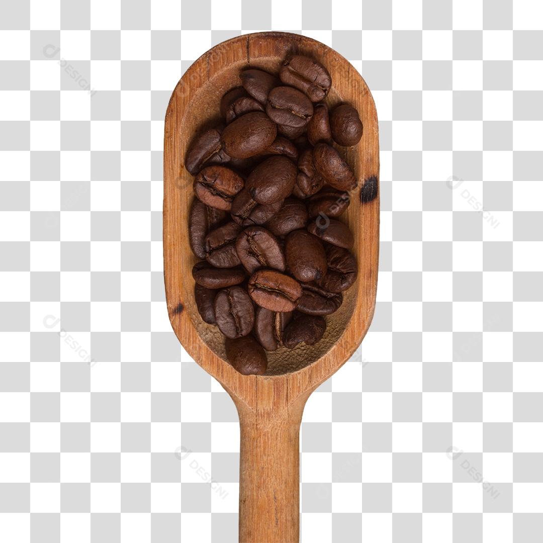 Colher De Madeira Com Grãos de Café PNG Transparente Sem Fundo