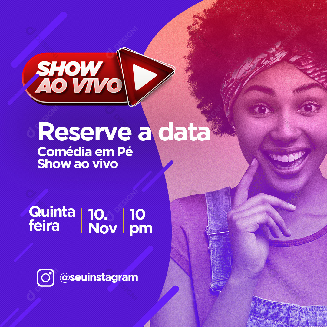 Show Ao Vivo Comediantes Social Media PSD Editável