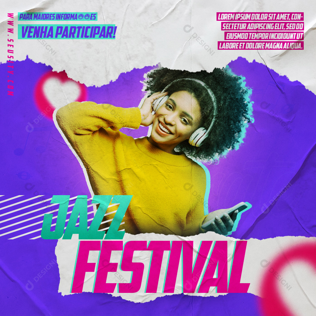 Festival de Música de Jazz Social Media PSD Editável