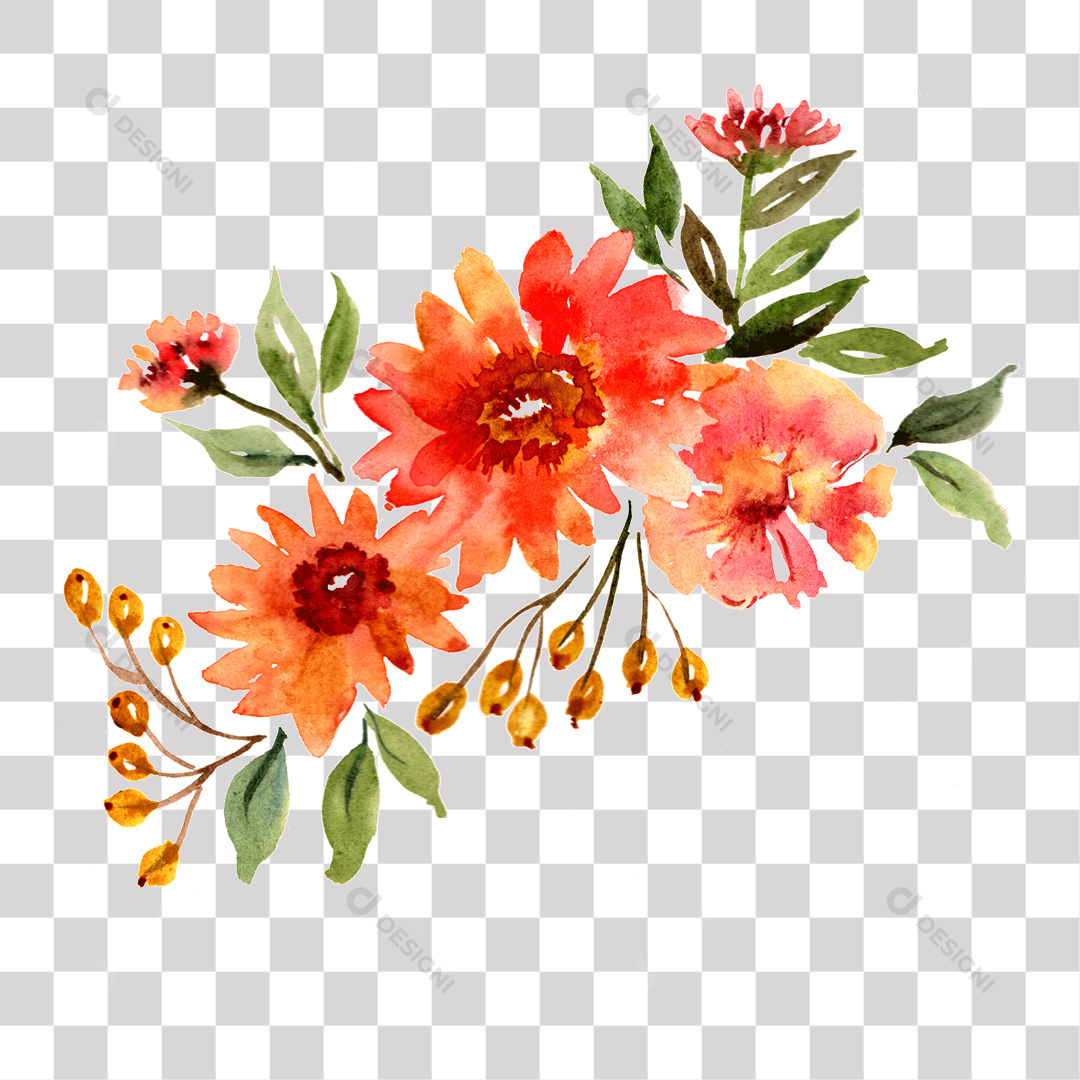 Flores Pintadas PNG Transparente Sem Fundo