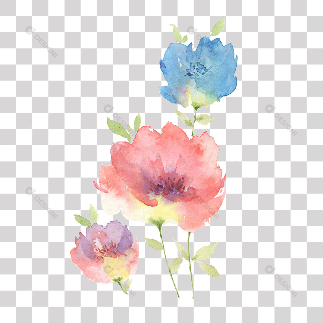 Flores Pintadas PNG Transparente Sem Fundo