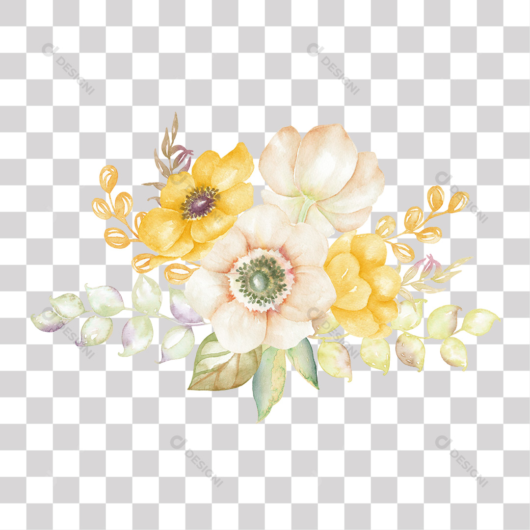 Flores Pintadas PNG Transparente Sem Fundo