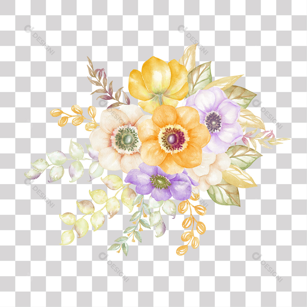 Flores Pintadas PNG Transparente Sem Fundo