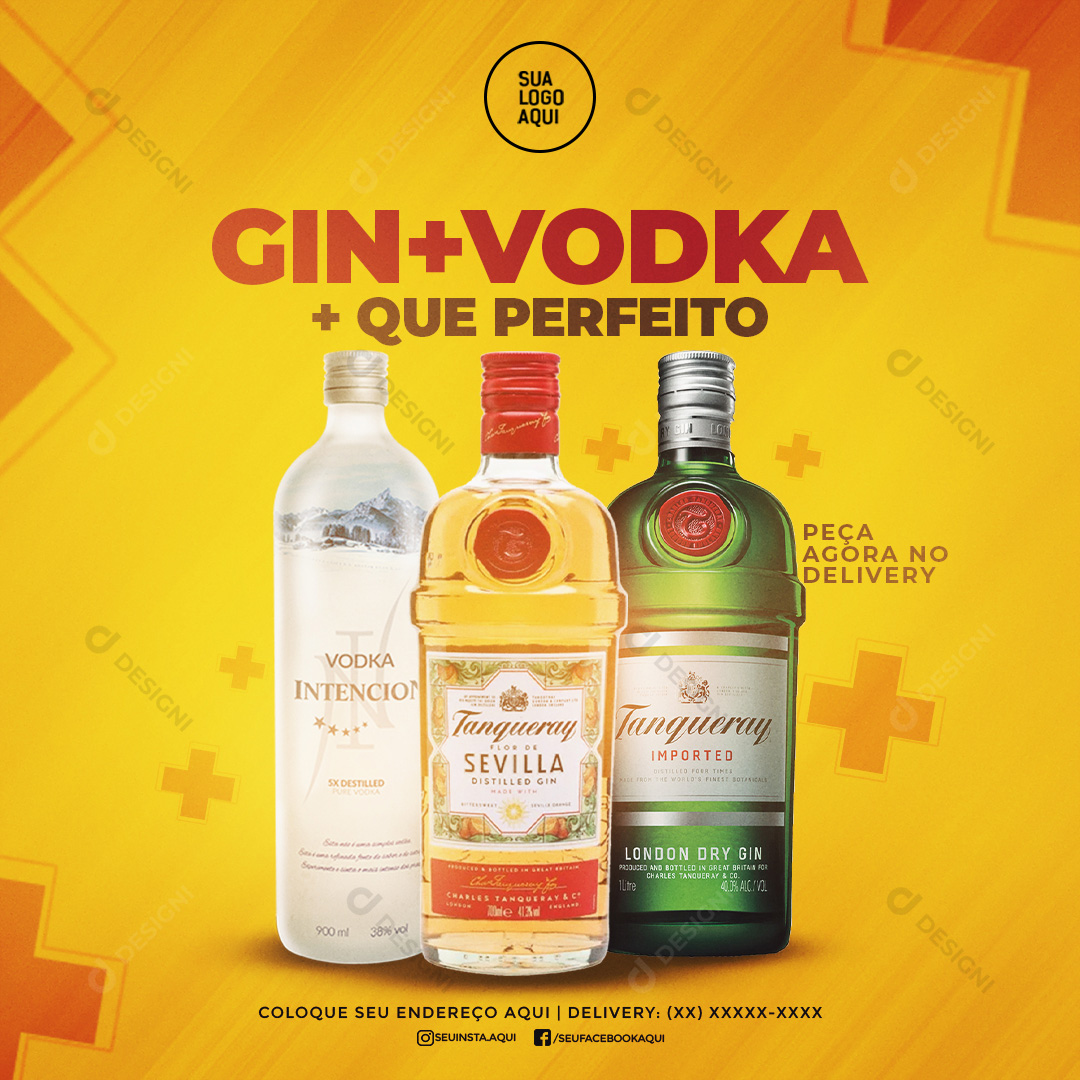 Combo Gin Tanqueray Mais Vodka Social Media PSD Editável