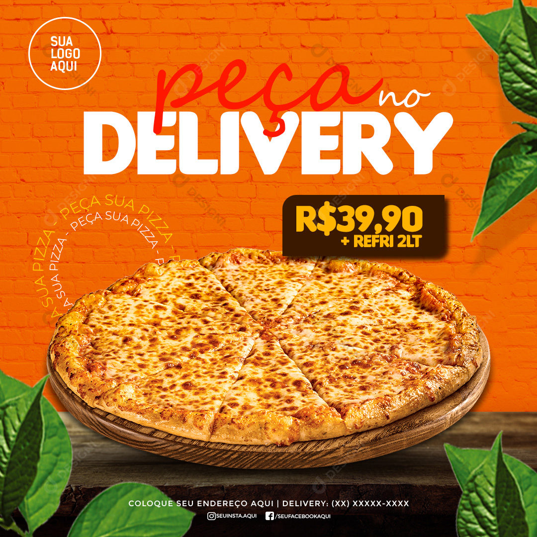 Pizza Pizzarias Social Media PSD Editável Deliverys