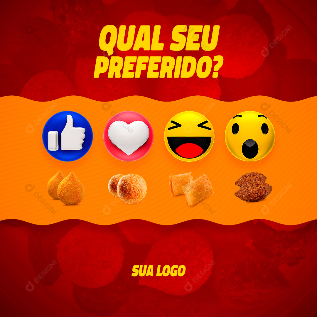 Qual Seu Preferido Salgados Social Media PSD Editável