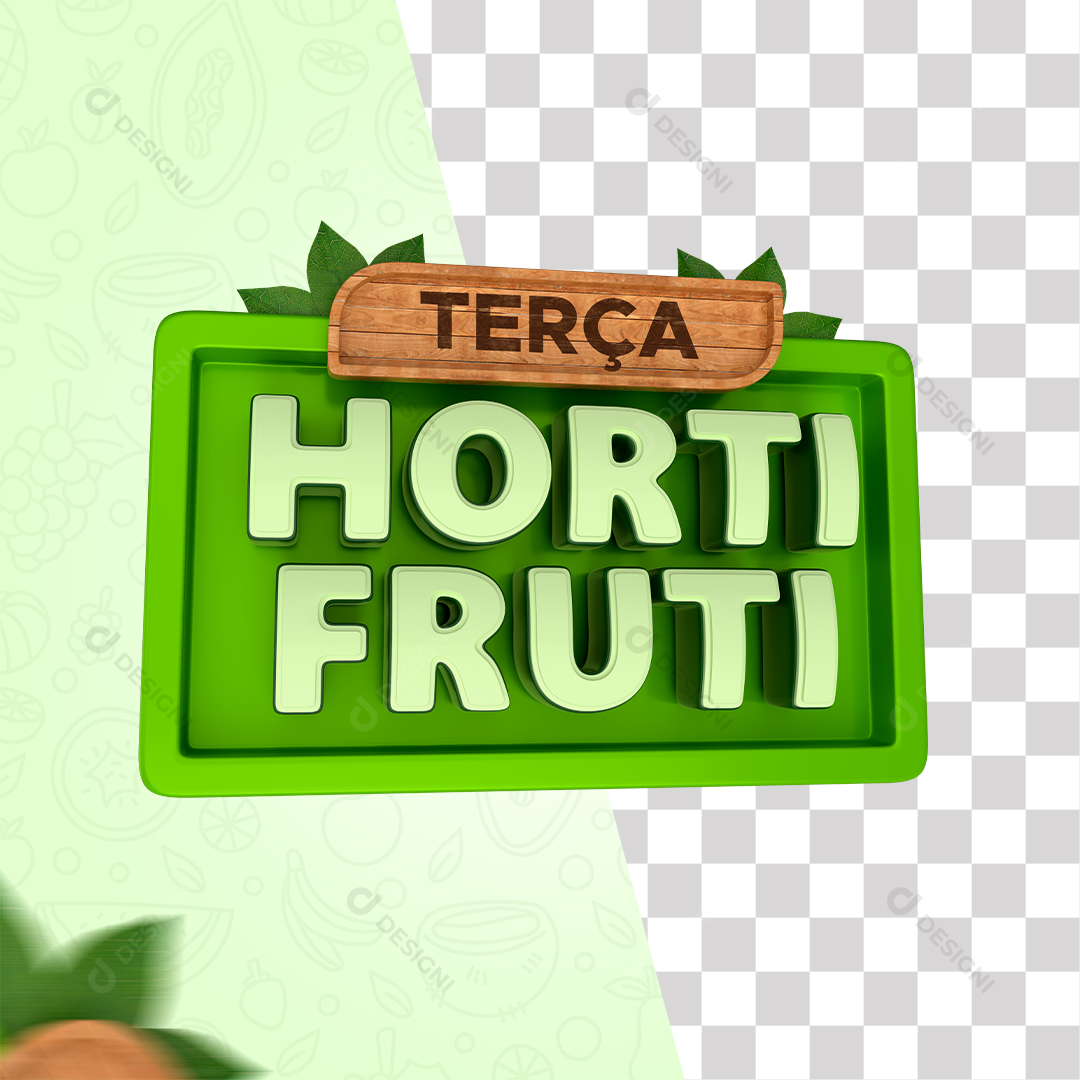 Selo 3D Terça Hortifruti Supermercado PSD + PNG Transparente