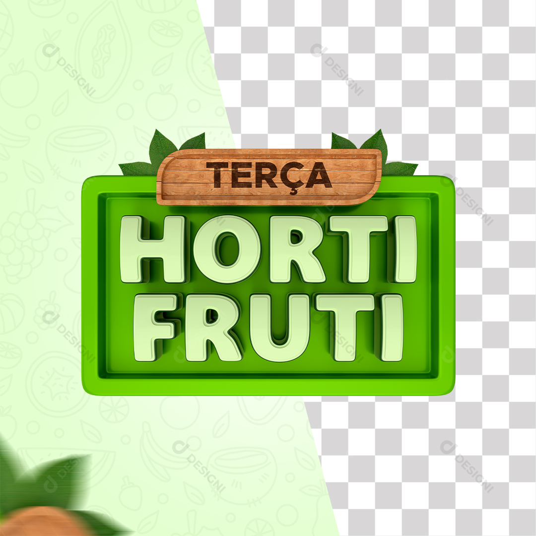 Selo 3D Terça Hortifruti Supermercado PSD + PNG Transparente