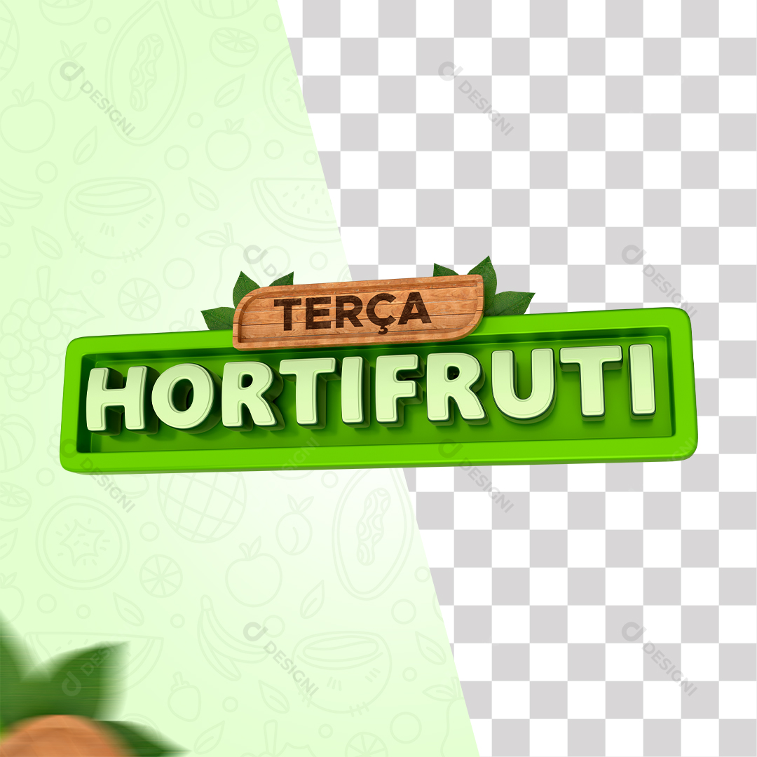 Selo 3D Varejo Hortifruti Supermercado PSD + PNG Transparente