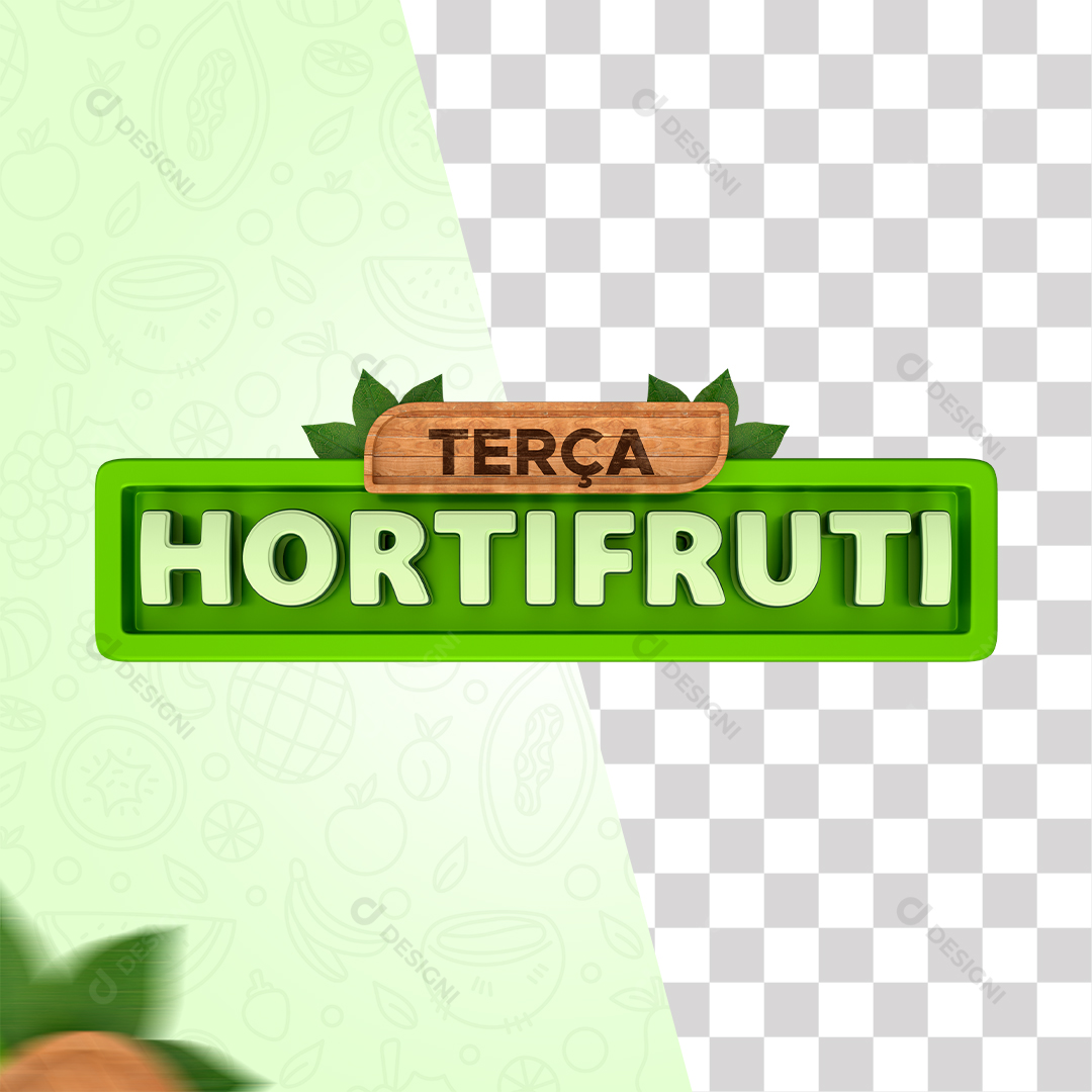 Selo 3D Varejo Hortifruti Supermercado PSD + PNG Transparente