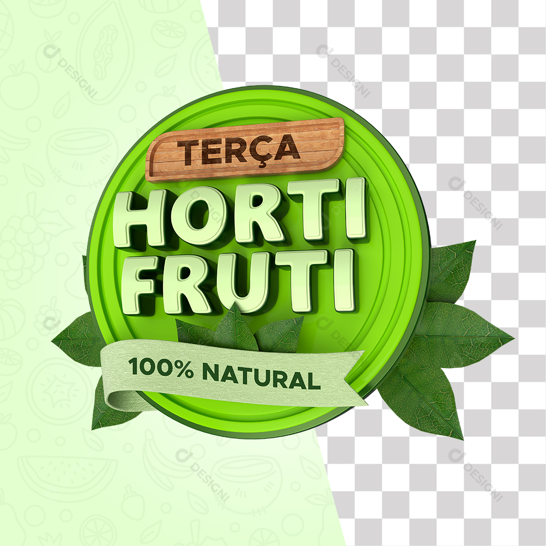 Selo 3D Terça Hortifruti PNG + PSD Transparente