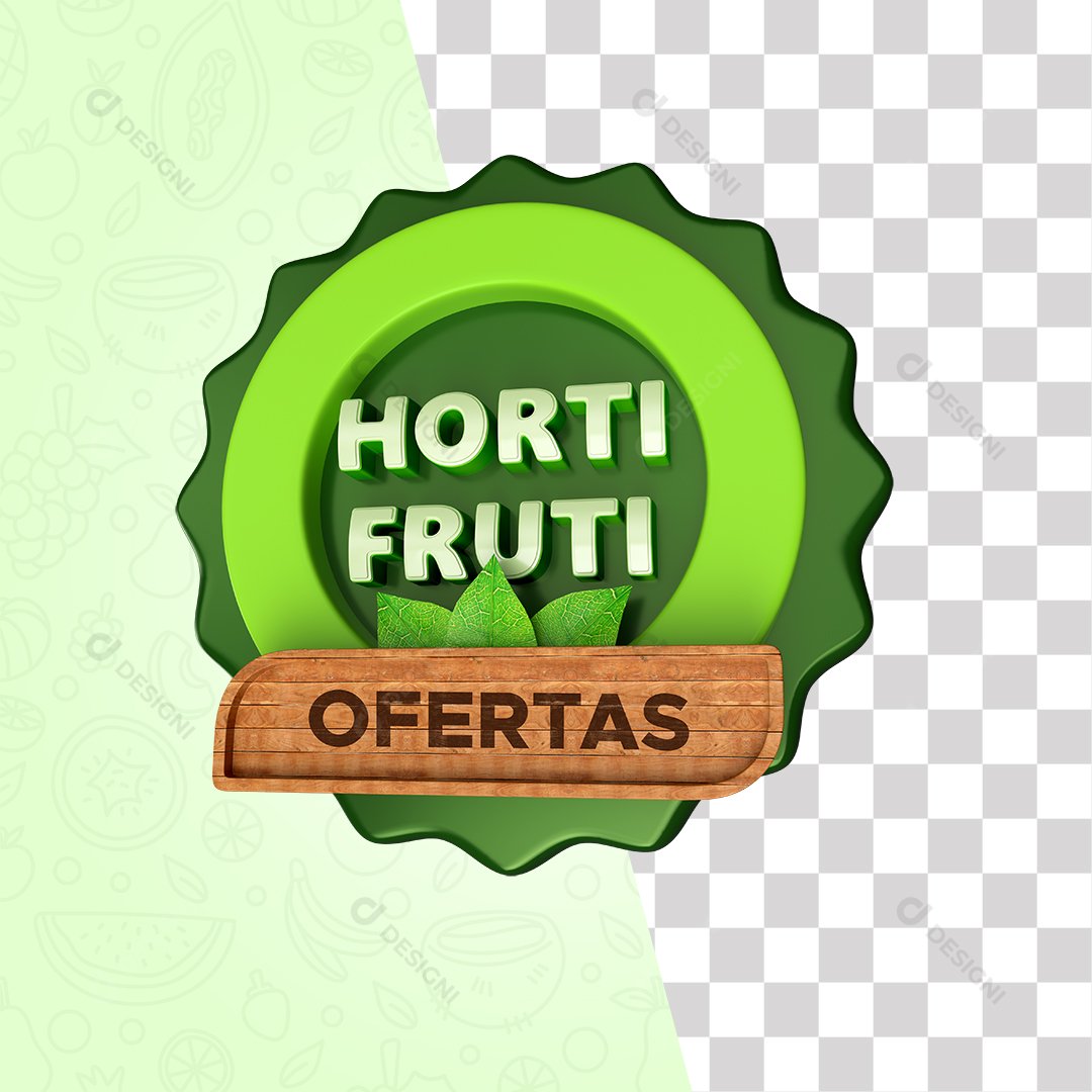 Ofertas Hortifruti Selo 3D PSD + PNG Transparente