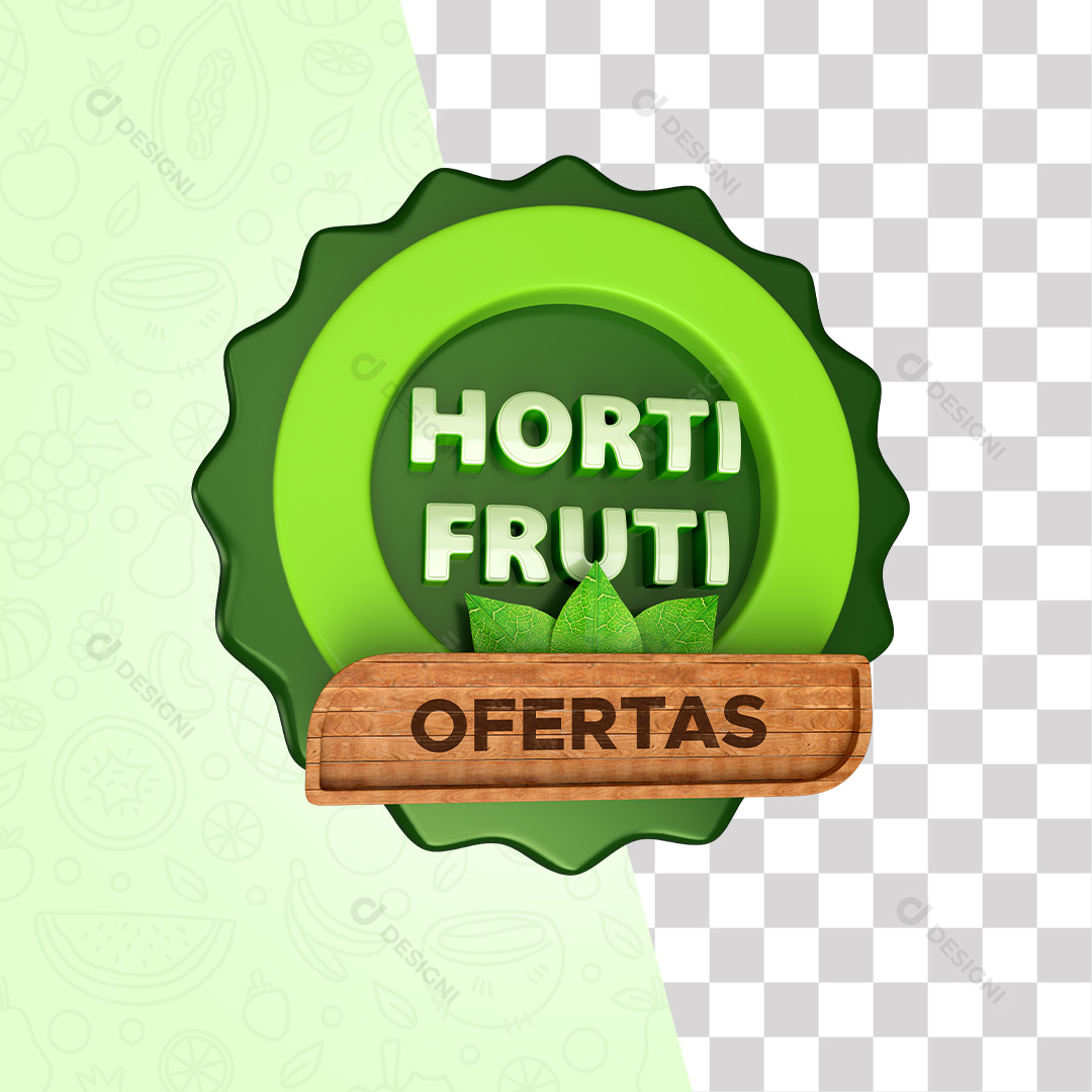 Ofertas Hortifruti Selo 3D PSD + PNG Transparente